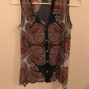 Navy blue button up blouse